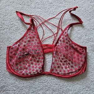 Victoria's Secret Red Sheer Lace Bra